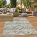 Tapis intérieur-extérieur avec motif géométrique en crème-vert, dimensions : 200 x 290 cm