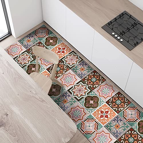 Crearreda Keukentapijt, 180 cm x 50 cm, van Sicilian-vinyl, antislip, wasbaar, keukenloper van vinyl, antislip, loper voor de keuken, 100% Made in Italy