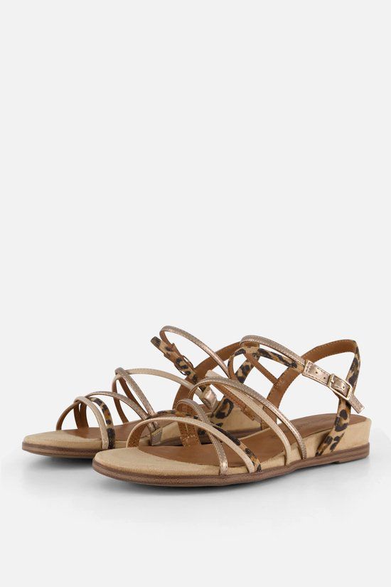 Tamaris Platte Sandalen Dames Beige Textiel Maat 37