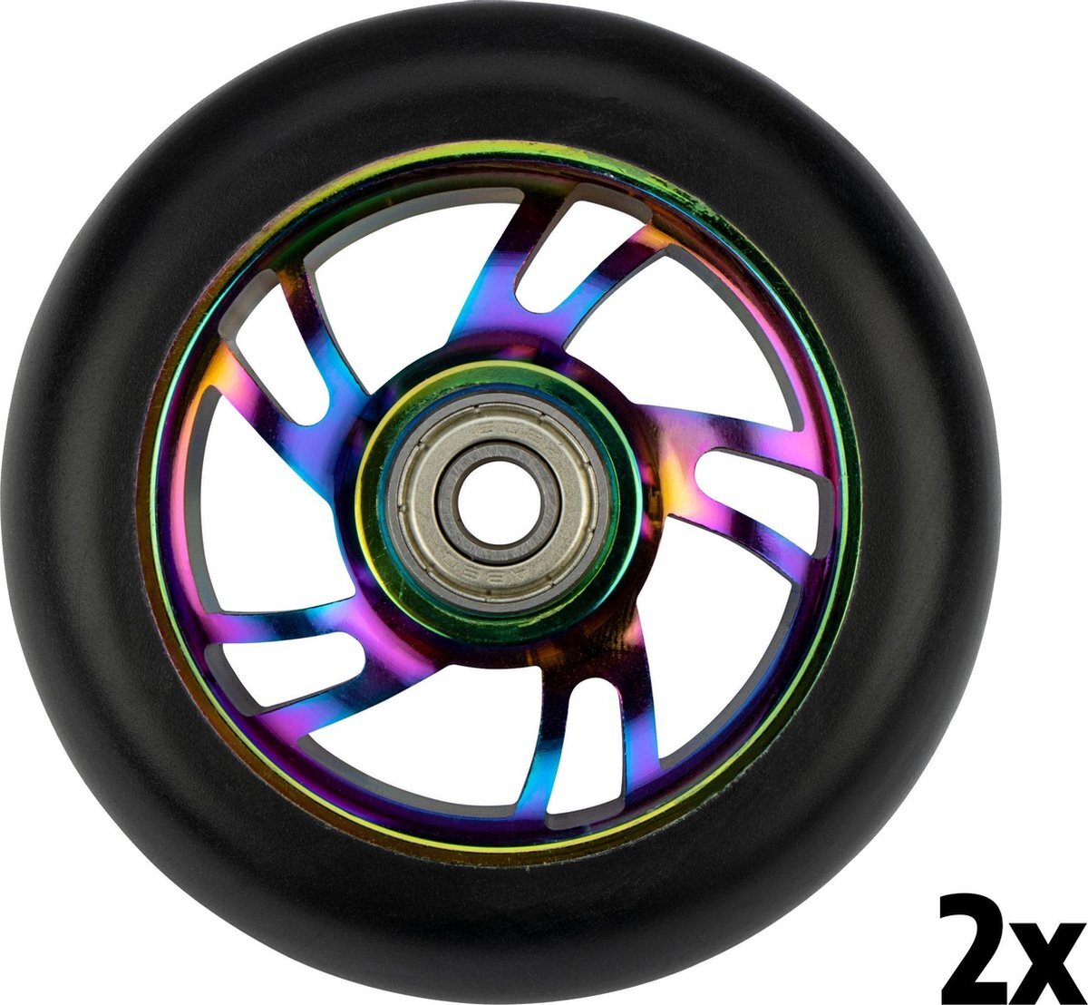 Black Dragon Stuntstep Wielen Set - Spoked Alu Neo Chrome