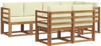 vidaXL - Hoek loungeset - 7 zitplaatsen - Natuurlijk en crème - Acacia hout