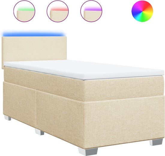 vidaXL Boxspring met matras stof crèmekleurig 90x190 cm