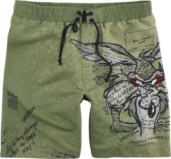 Looney Tunes Coyote Heren Zwembroek - olijf - S