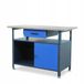 JAN NOWAK Banc d'atelier ERIC - Table de travail en métal avec tiroir et 2 portes - Anthracite / Bleu