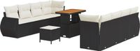 vidaXL Tuinbank - Set - 11 - st - Zwart - poly - rattan