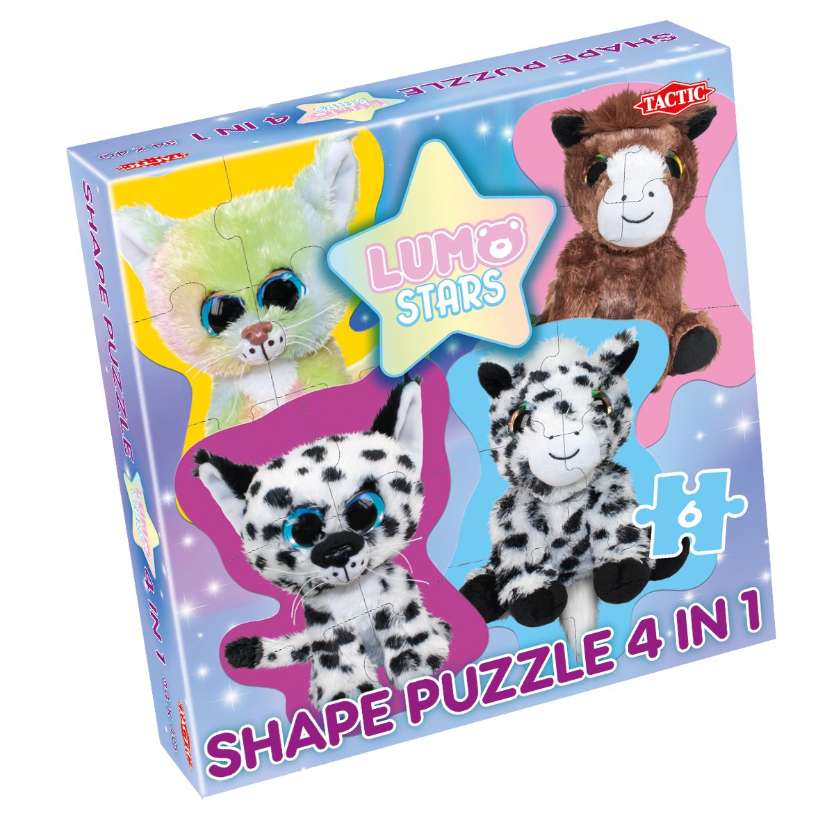 Tactic Lumo Stars 4 in 1 Vormpuzzel (Katten & Veulens) - 3+ jaar