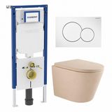Geberit QeramiQ Dely Toiletset - Inbouwreservoir UP720 - Bedieningsplaat Wit - Softclose Toiletzitting - Mat Beige