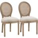Chaises en bois vintage pour salon avec dossier ajouré et tissu crème, 49x56x96cm