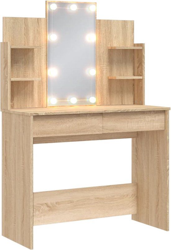 vidaXL Kaptafel met LED-verlichting, 96x40x142 cm, Sonoma eikenkleurig