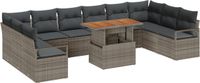 vidaXL Tuinbank Set 11-st Grijs Poly-rattan