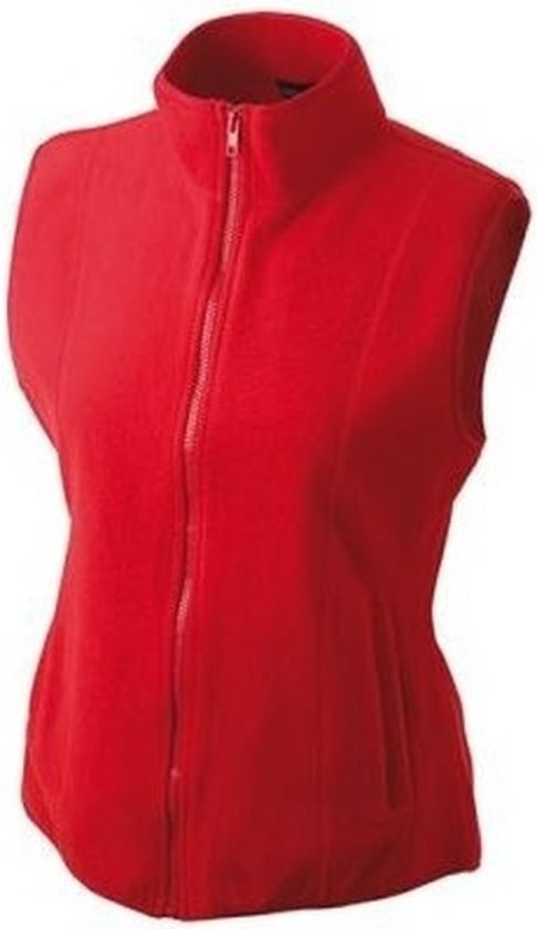 James & Nicholson Fleece casual bodywarmer rood voor dames - Outdoorkleding wandelen/zeilen - Mouwloze vesten XL