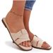 Florane Sandales plates pour femmes, modèle Eko, en suède beige clair, taille 37