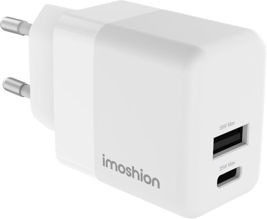 imoshion USB C / USB A Adapter 35W - Oplader / Charger - Snellader - Wit