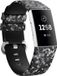 Strap-it Siliconen Smartwatch bandje - Geschikt voor Black Flower Fitbit Charge 3 / 4 bandje - Maat L