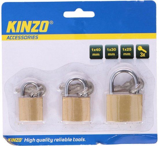 Kinzo Hangslot Set - 3-Delig - 40mm, 30mm & 25mm - Multicolor