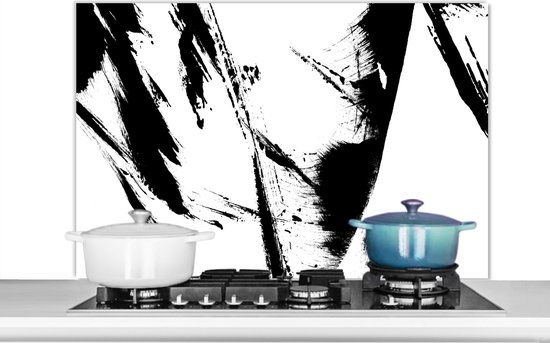 KitchenYeah Spatscherm keuken - Verf - Abstract - Lijnen - Spatwand - Keuken - 100x65 cm - Aluminium