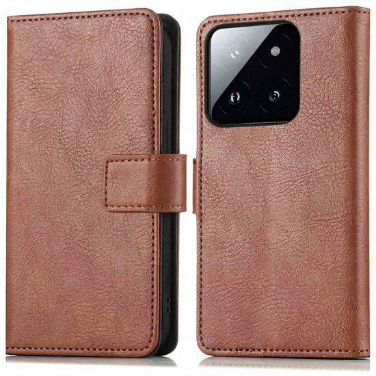 imoshion Hoesje - Geschikt voor Xiaomi 14T Pro - Luxe Bookcase - Bruin