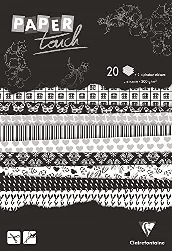 Clariefontaine Touch Paper Pad, Zwart en Wit, 14,8x21cm, A5