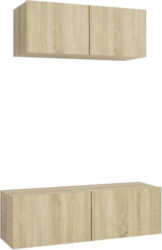 vidaXL 2-delige Tv-meubelset bewerkt hout sonoma eikenkleurig