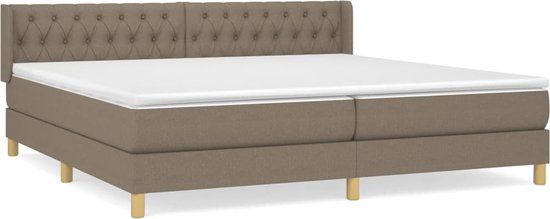 vidaXL Boxspring met matras stof taupe 200x200 cm