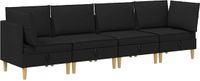 vidaXL Modulaire bankset met opslag 4-delig Zwart Stof