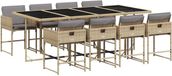 vidaXL 9-delige Tuinset met kussens polyrattan gemengd beige