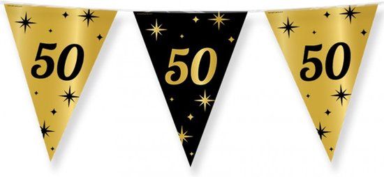 PartyXplosion B.V. Vlaggenlijn 50 jaar - Zwart Goud