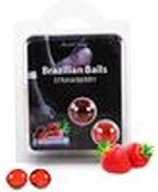 Secret Play Brazilian Balls - Massageolie - Aardbei - 2 -stuks