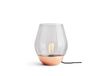 Lampe de table Works Bowl Raw Copper, verre fumé transparent