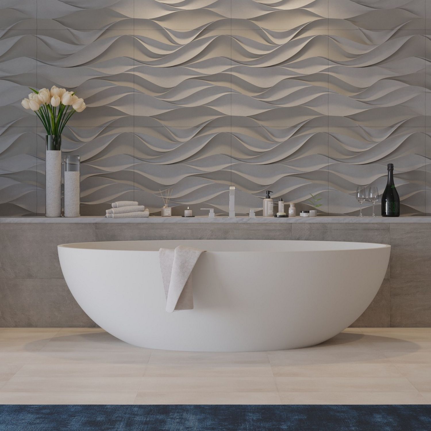 Ideavit Solidellipse Vrijstaand Ligbad - 180x88x55 cm - Mat Wit