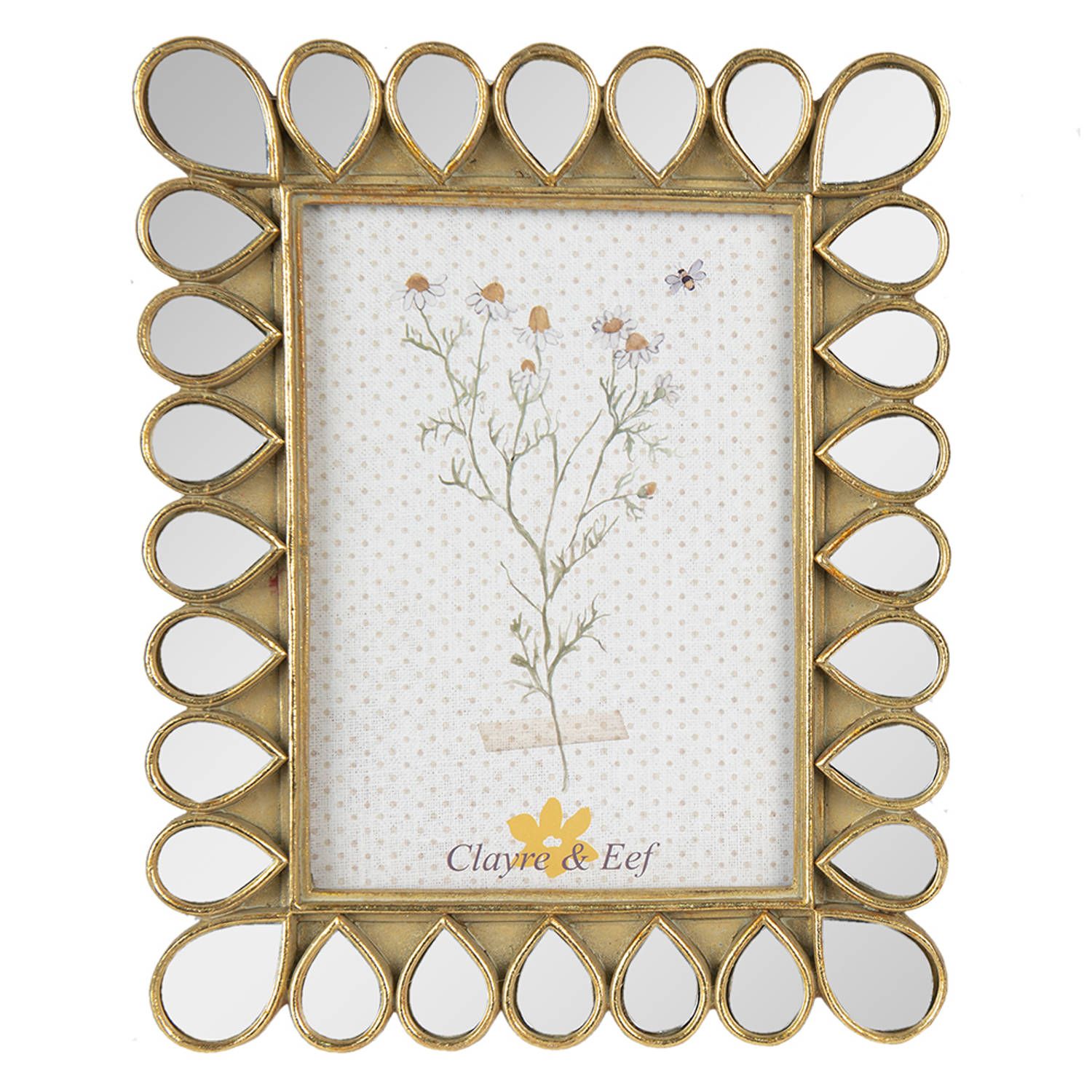 Clayre & Eef Fotolijst 13x18 cm Goudkleurig Kunststof Fotokader Wissellijst Foto Frame