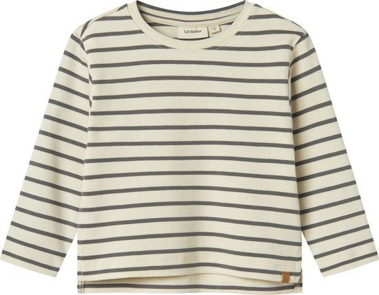 LIL' ATELIER NAME IT - NMMLIMIA LS LOOSE TOP LIL NOOS - Jongens - Blouses - Maat 110 - Katoen - Lange mouw - Wit - Gestreept