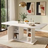 MODFU Uitschuifbare Eettafel - Scandinavisch - MDF - Wit - 140/180 X 80 Cm