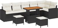vidaXL Tuinbank Set Zwart Poly Rattan 4-Persoons