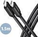 Axagon BUCM3-CM15AB USB-C-kabel USB 3.2 Gen1 USB-C stekker 1.5 m Zwart Vergulde steekcontacten