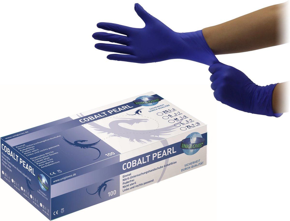 Unigloves Nitril Handschoenen Cobalt Pearl S - Maat S