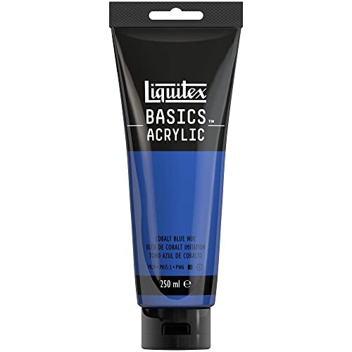 Liquitex 88700213 Basics enkelvoudig pigmenteerde acrylverf, kunstenaarspigmenten, lichtecht, medium viscositeit, goede kwaliteit, satijn finish - 250ml tube, Cobalt Blue Hue