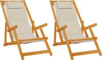 vidaXL - Zonstoel - 2 stuks - Taupe - Hout