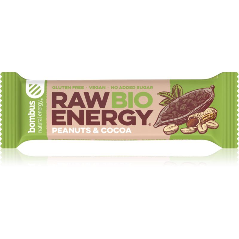 Bombus RAW ENERGY BIO reep met pinda-cacao glutenvrij 50 g