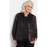 Goldner Meshblouse Elegante metallic blouse met overhemdkraag