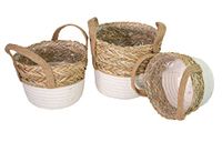 Riffelmacher 01105 Gevlochten plantenmandset, 3 stuks, plantenbak met folie-inzetstuk, geweven potten in boho-look, cadeau voor intrekken