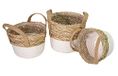 Riffelmacher 01105 Gevlochten plantenmandset, 3 stuks, plantenbak met folie-inzetstuk, geweven potten in boho-look, cadeau voor intrekken