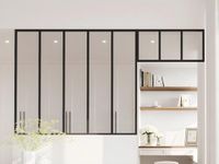 Vente-unique Raam werkplaats BAYVIEW - L150 x H130 + L83 x H40 cm - Zwart