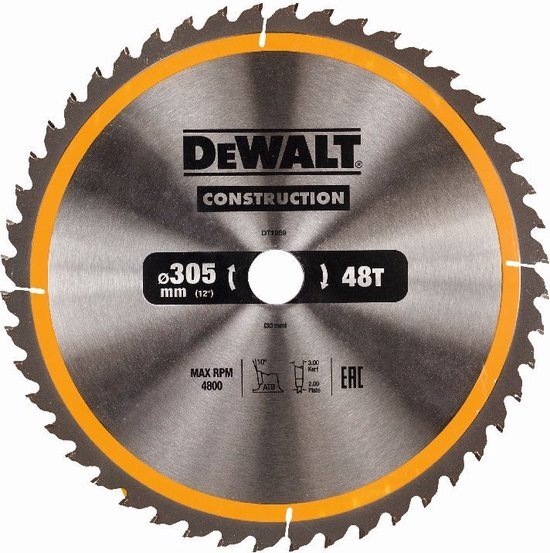 DeWALT Cirkelzaagblad voor Hout | Construction | &#216; 305mm Asgat 30mm 48T - DT1959-QZ