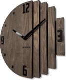 FLEXISTYLE Asymmetrische wandklok van eikenhout - Voor badkamer en woonkamer - Diameter zonder tikkend geluid - Houtlook (eiken/bruin, 30 cm)