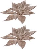 Cosy & Trendy Kerstster roze glitter - 6x stuks - op clip - 18 cm - decoratie kerstbloem