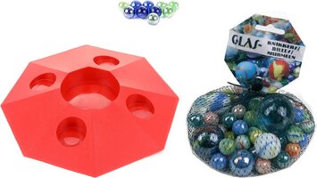 GO&Play Rode knikkerpot met 89 knikkers 22 cm