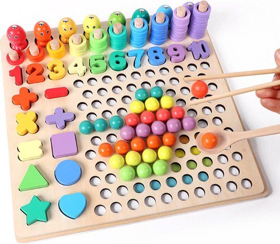 Fashion District 13-in-1 Montessori Houten visspel & Oefen met eten & Vormenpuzzel & Kleur Leren - Magnetisch Visspel, Montessori, pedagogisch speelgoed, spel met hengel - Visspel Magnetisch - Hengelspel - Fishing Game