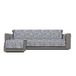 Italian Bed Linnen "Glamour" antislip sofa cover met chaise longue links, donkerblauw, 240cm