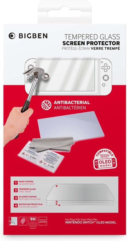 Bigben Tempered Glass Screenprotector - Nintendo Switch OLED